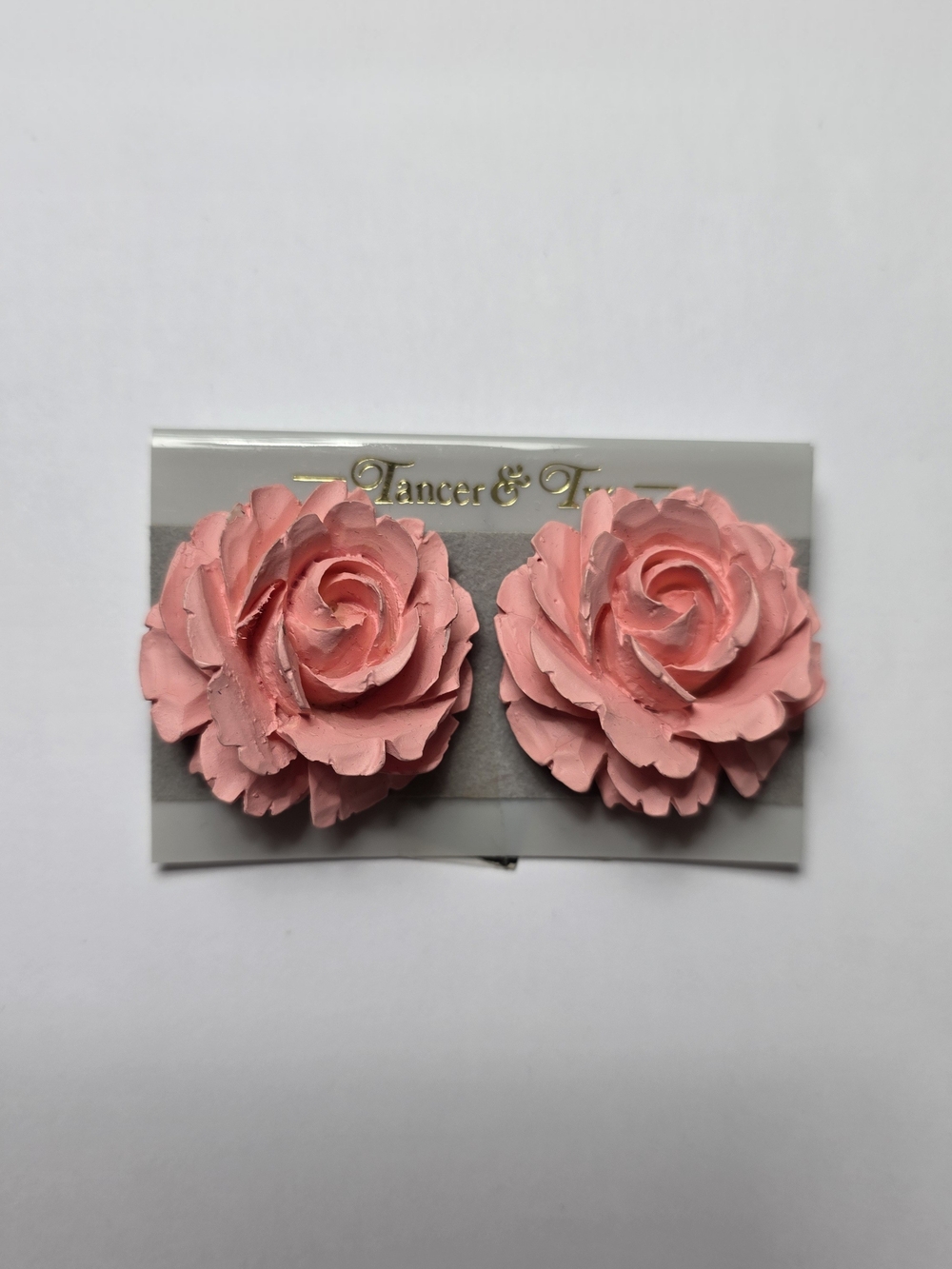 Vintage Pink Floral Stud Earrings